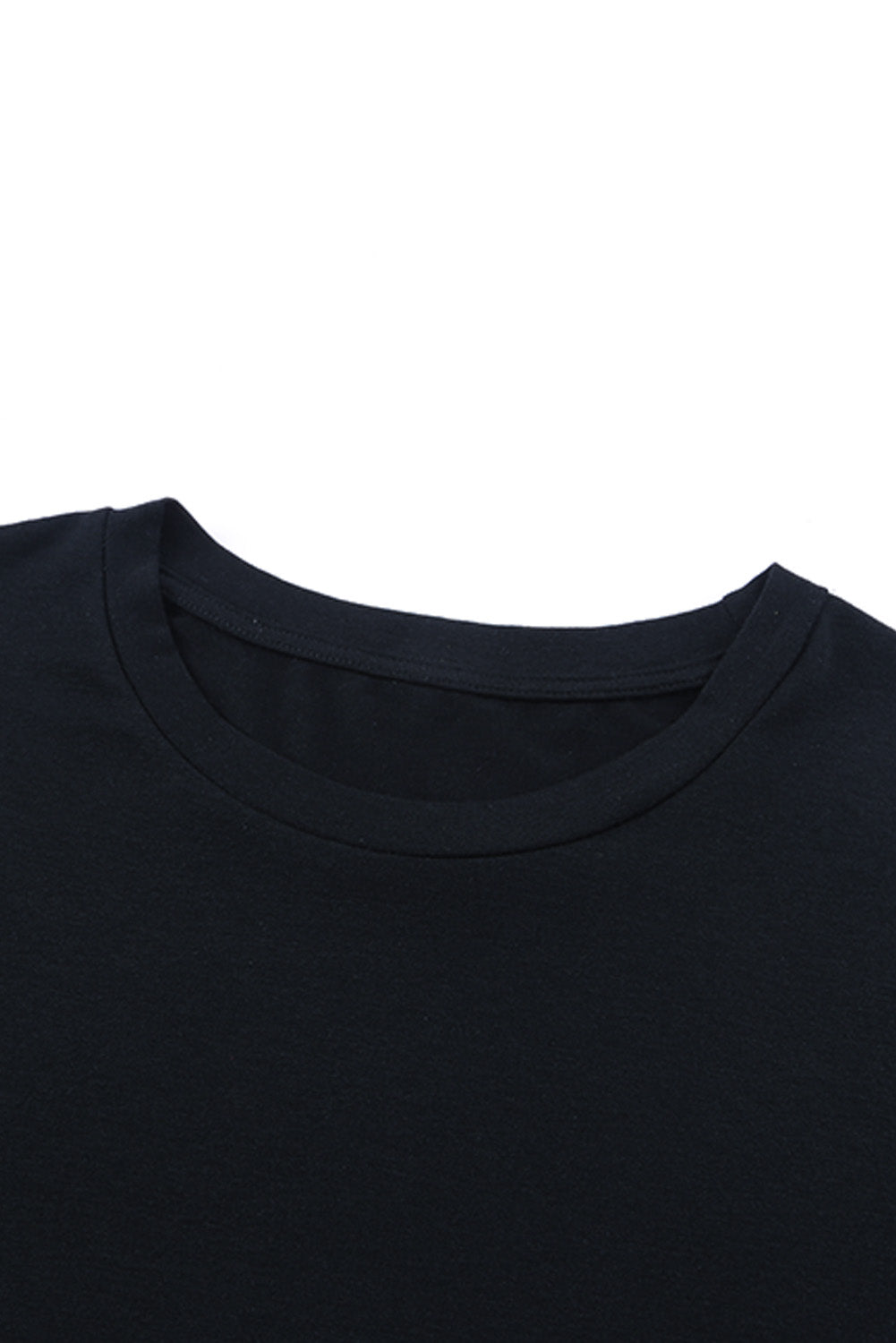Black Floral Embroidered Round Neck Short Sleeve T Shirt - Premium Tops from Momma Done Gone Crafty- Just $59.70! Shop now at Momma Done Gone Crafty