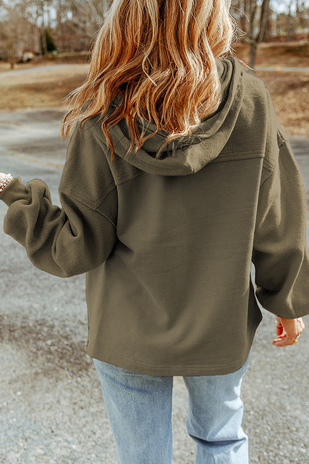 Green Flap Pocket Drawstring Hood Zip Up Jacket - Premium Outerwear from Momma Done Gone Crafty- Just $51.60! Shop now at Momma Done Gone Crafty