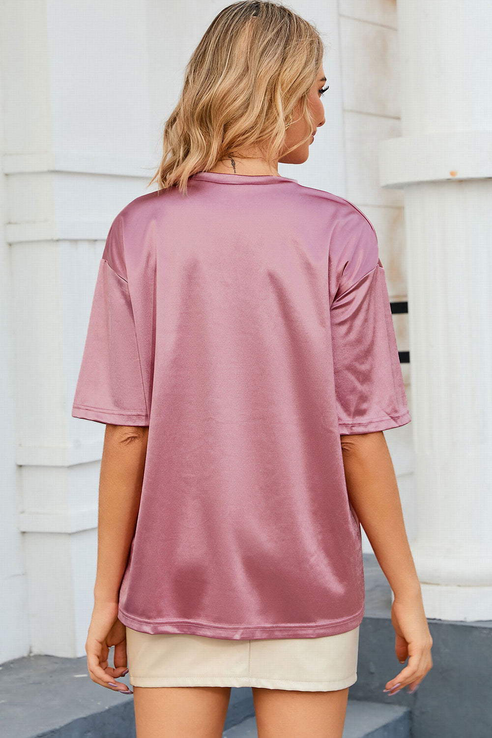 Pink Chest Pocket Loose Fit T Shirt - Premium Tops/Tops & Tees from Momma Done Gone Crafty- Just $22.99! Shop now at Momma Done Gone Crafty