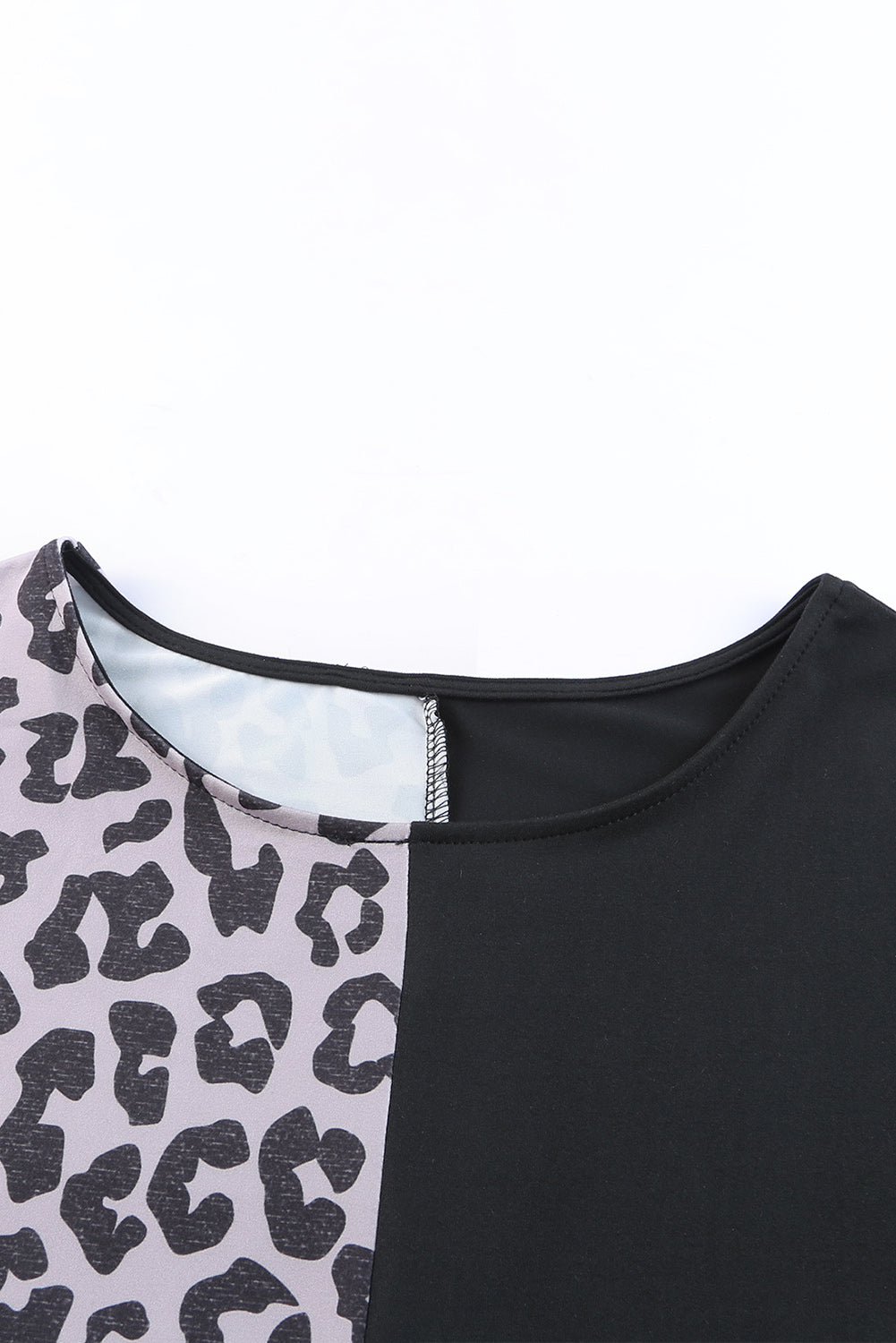 Black Contrast Solid Leopard Short Sleeve T-shirt Dress with Slits - Premium Dresses from Momma Done Gone Crafty- Just $24! Shop now at Momma Done Gone Crafty
