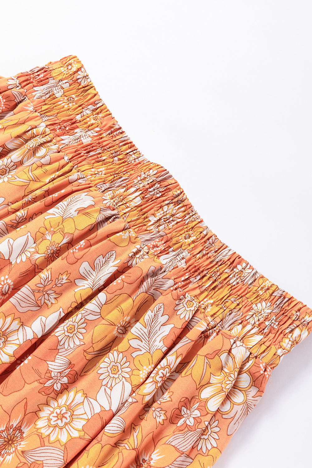 Grapefruit Orange Tie Waist Boho Floral Wide Leg Pants - Premium Bottoms from Momma Done Gone Crafty- Just $36.27! Shop now at Momma Done Gone Crafty