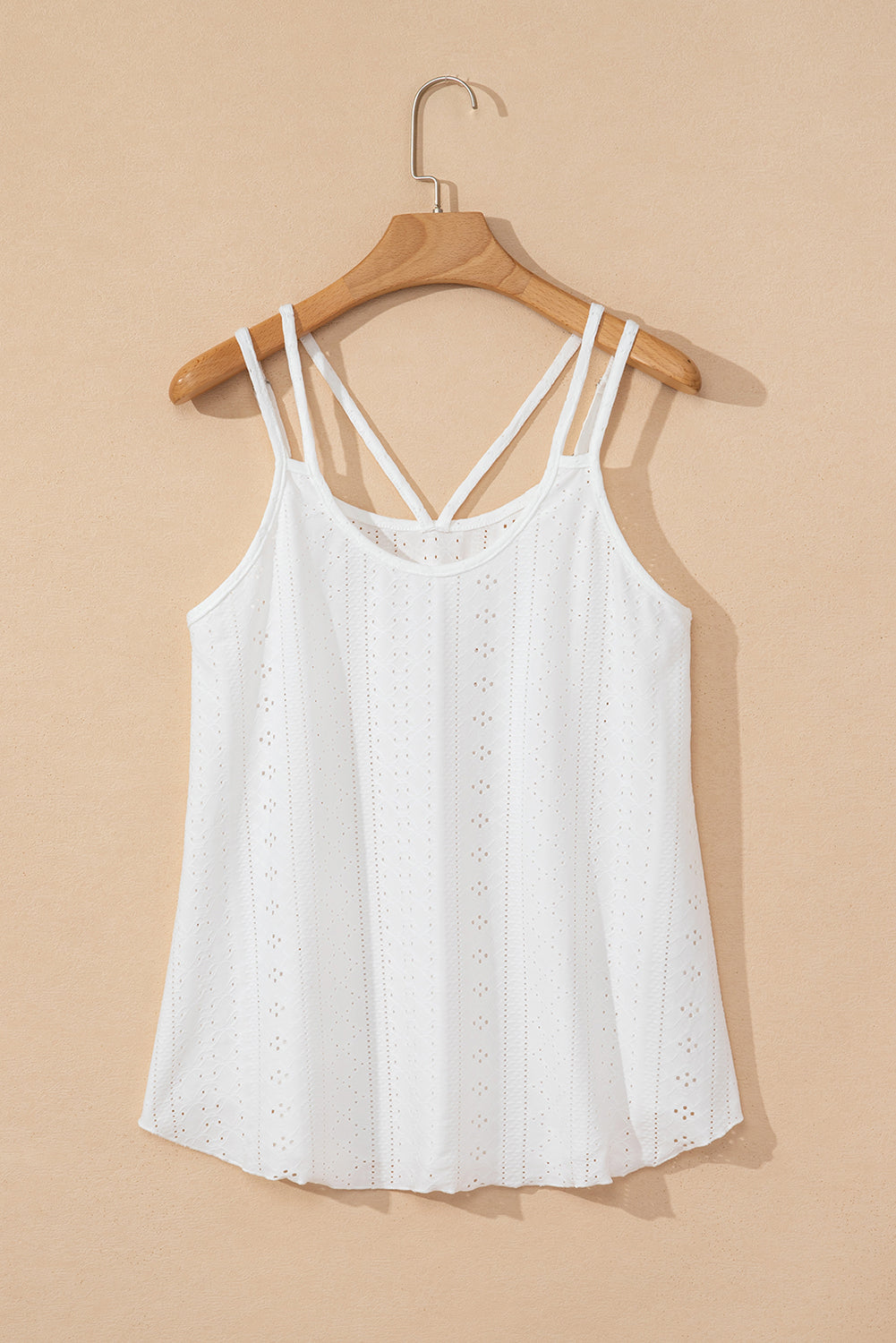 White Eyelet Strappy Scoop-Neck Tank Top - Premium Tops from Momma Done Gone Crafty- Just $12! Shop now at Momma Done Gone Crafty