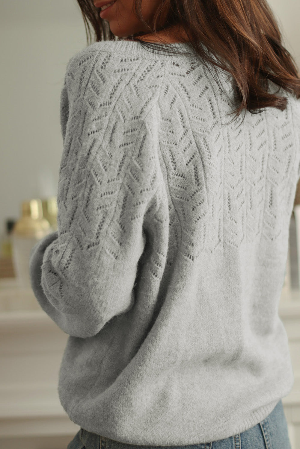 Hollow Out Buttoned Knit Cardigan - Premium Tops from Momma Done Gone Crafty- Just $59.10! Shop now at Momma Done Gone Crafty