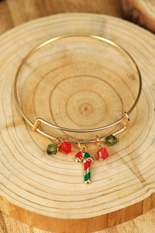 Gold Christmas Candy Cane Beading Pendant Bracelet - Premium Accessories from Momma Done Gone Crafty- Just $6.99! Shop now at Momma Done Gone Crafty