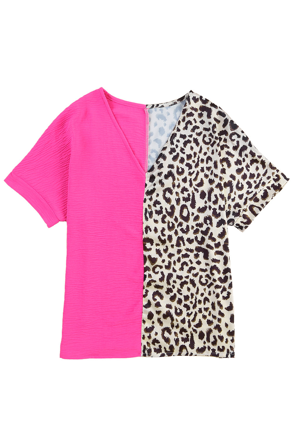 Rose Contrast Leopard Color Block Blouse - Premium Tops from Momma Done Gone Crafty- Just $34.40! Shop now at Momma Done Gone Crafty