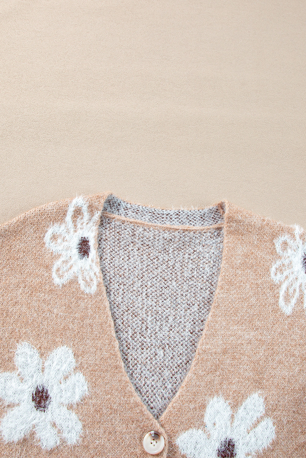 Smoke Gray Floral Print V Neck Knitted Button up Cardigan - Premium Sweaters & Cardigans/Cardigans from Momma Done Gone Crafty- Just $33.60! Shop now at Momma Done Gone Crafty