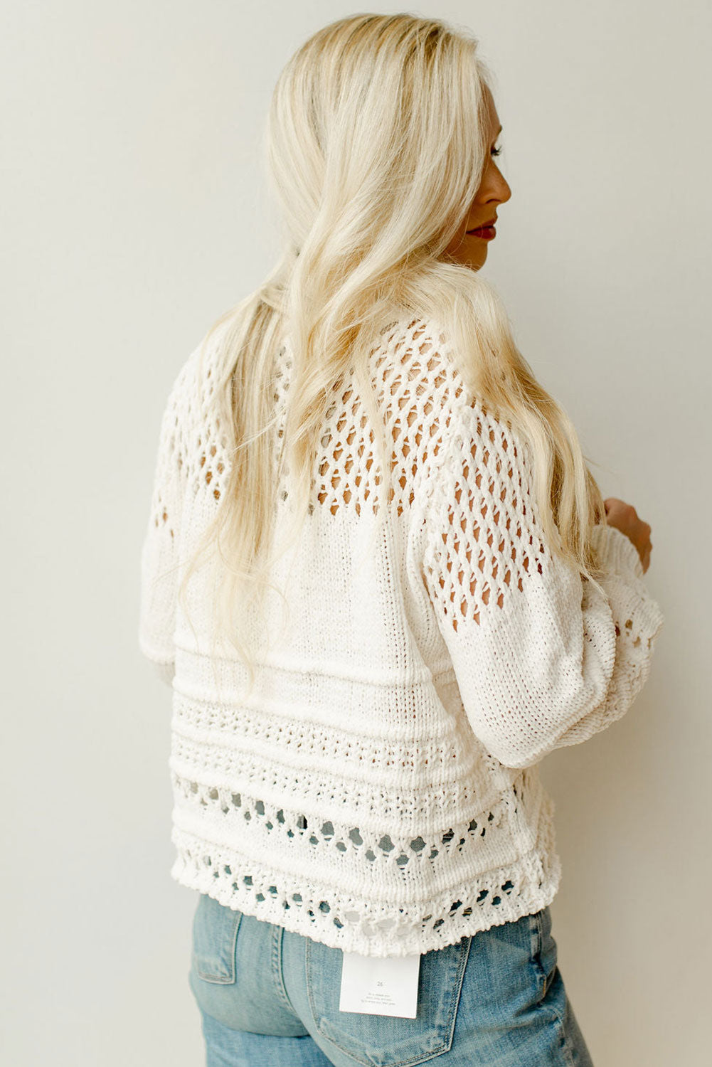 White Solid Color Pointelle Knit Puff Sleeve Sweater - Premium Tops from Momma Done Gone Crafty- Just $40.20! Shop now at Momma Done Gone Crafty