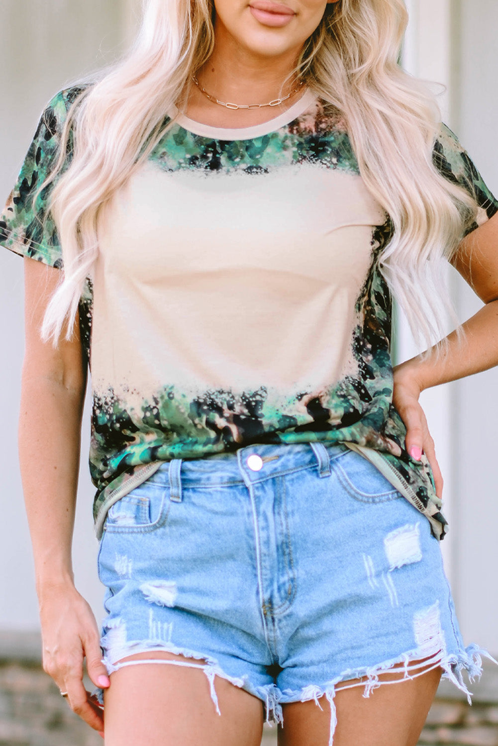 Blank Graphic Leopard Dyed Print T Shirt - Premium Tops/Tops & Tees from Momma Done Gone Crafty- Just $18.99! Shop now at Momma Done Gone Crafty