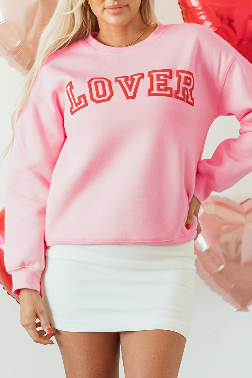 Pink LOVER Puff Print Drop Shoulder Pullover Sweatshirt - Premium Graphic/Graphic Sweatshirts from Ashes 2 Wildflowers Boutique, LLC- Just $23.43! Shop now at Ashes 2 Wildflowers Boutique, LLC