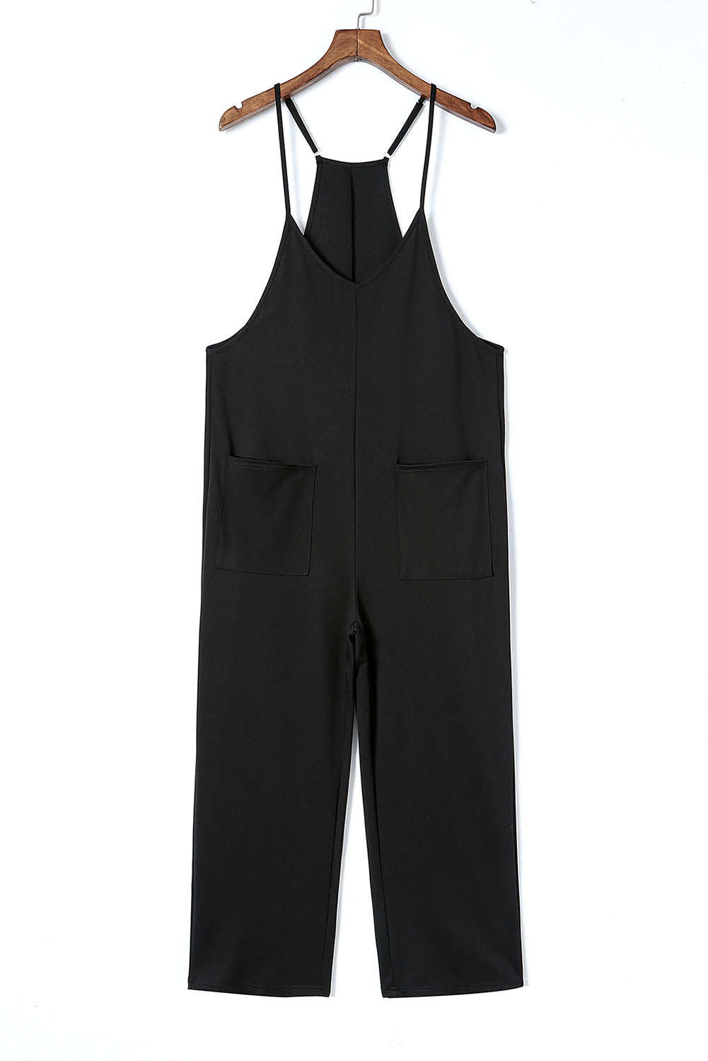 Black Pocketed Adjustable Spaghetti Strap Straight Leg Jumpsuit - Premium Bottoms from Momma Done Gone Crafty- Just $26.99! Shop now at Momma Done Gone Crafty