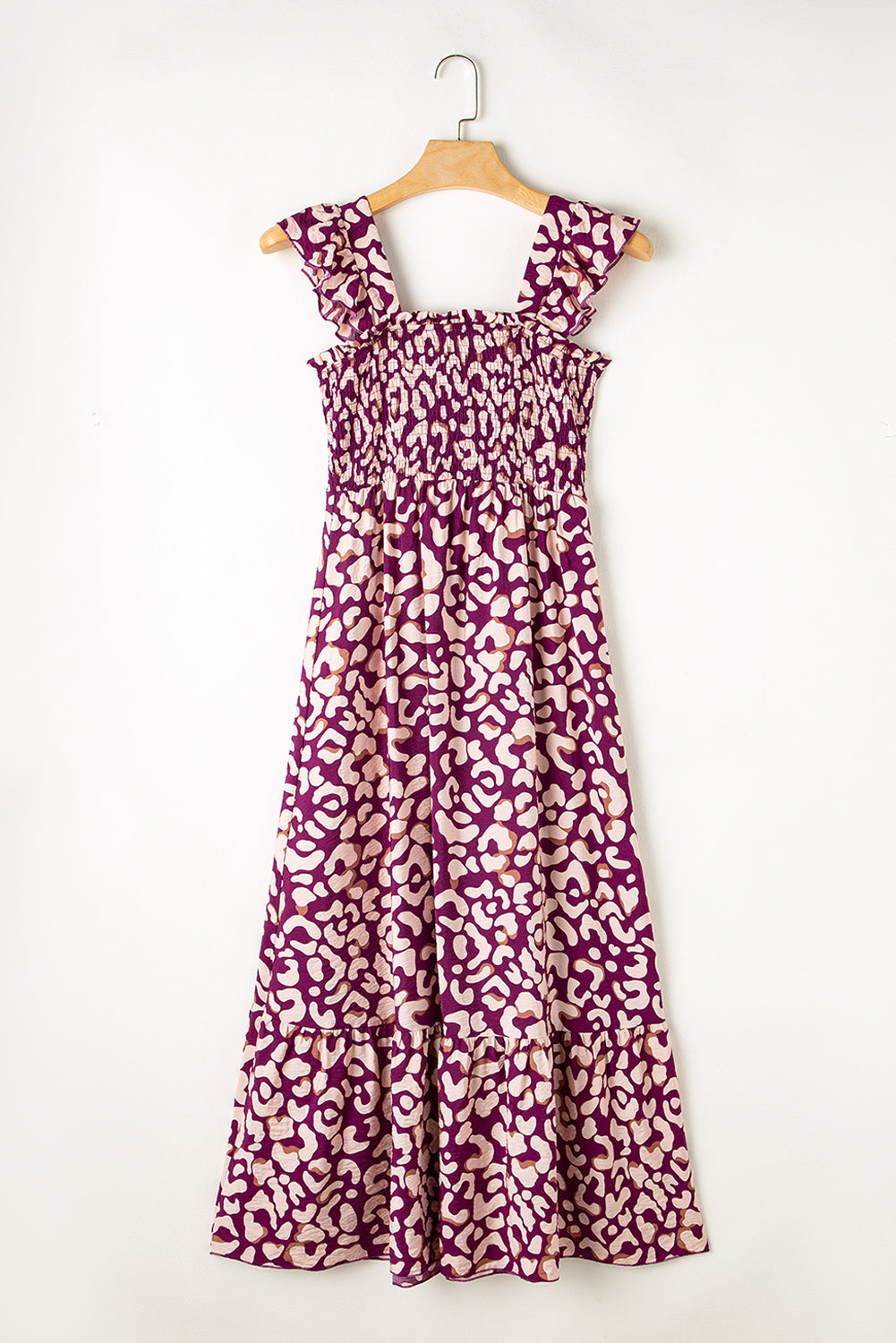 Rose Leopard Ruffle Straps Smocked High Waist Long Dress - Premium Dresses/Maxi Dresses from Ashes 2 Wildflowers Boutique, LLC- Just $32.49! Shop now at Ashes 2 Wildflowers Boutique, LLC