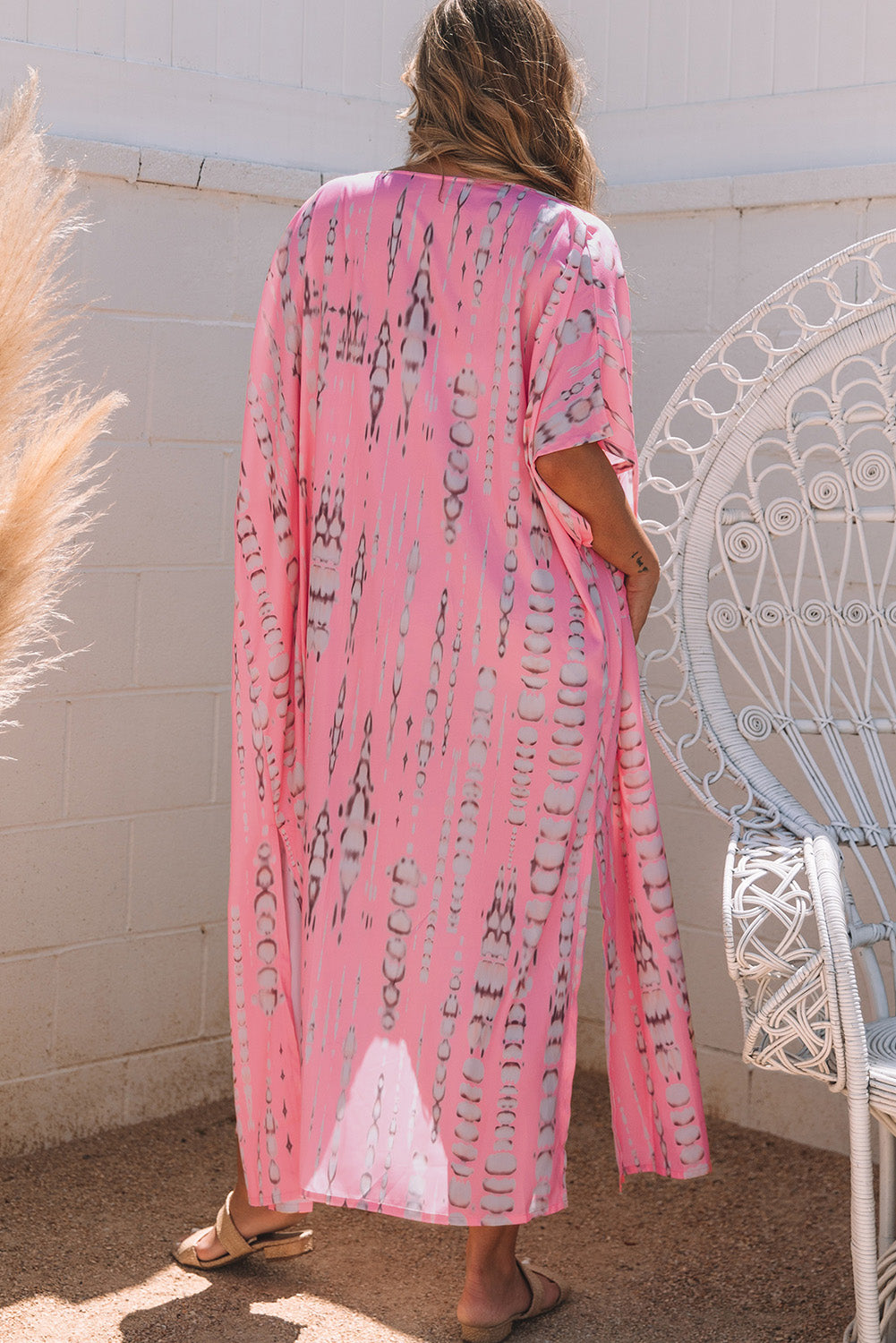 Pink Bohemian Tie Dye Oversize Long Kimono - Premium Outerwear from Momma Done Gone Crafty- Just $43.80! Shop now at Momma Done Gone Crafty