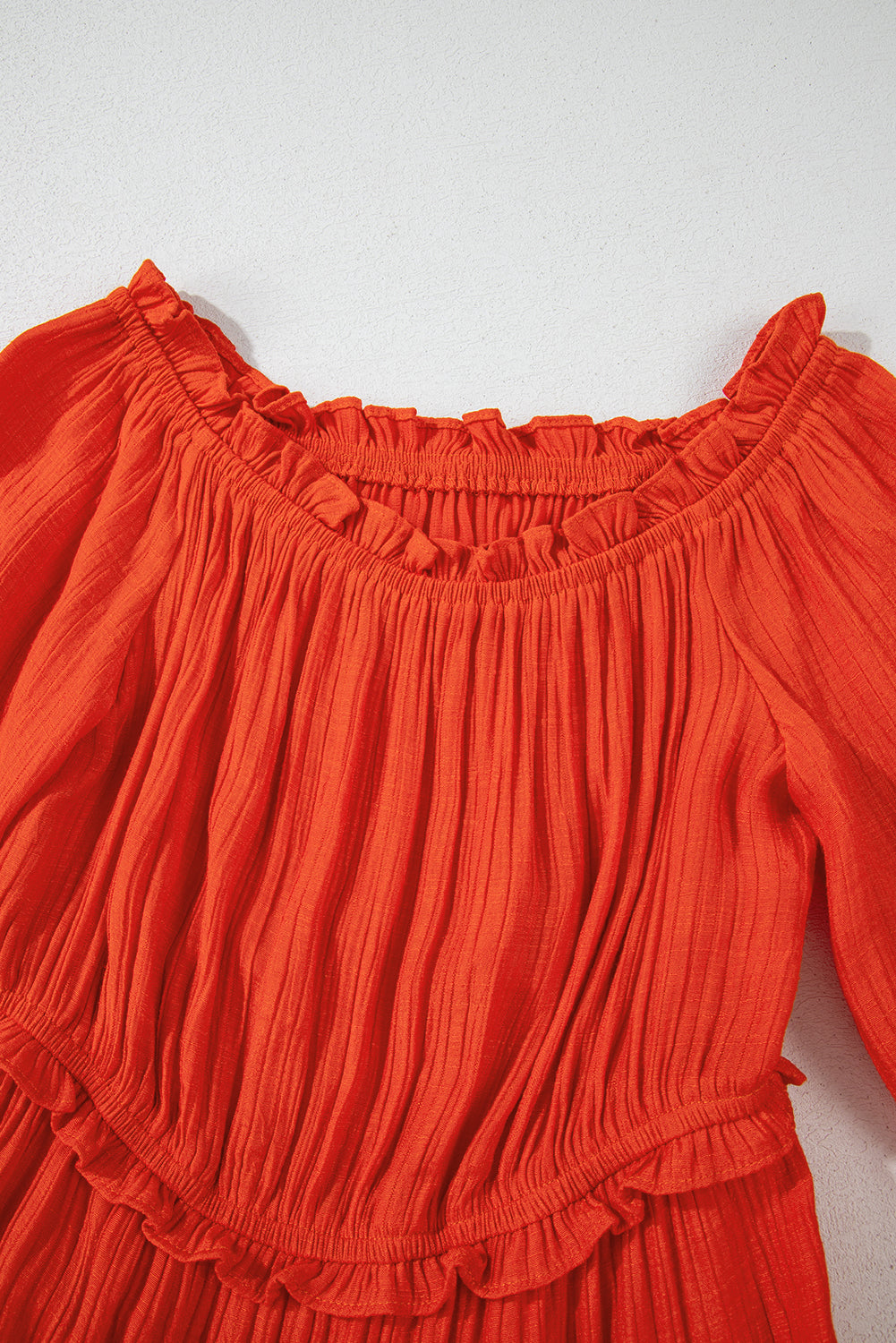 Orange Off Shoulder Balloon Sleeve Cutout Ruffled Maxi Dress - Premium Dresses from Momma Done Gone Crafty- Just $54.99! Shop now at Momma Done Gone Crafty