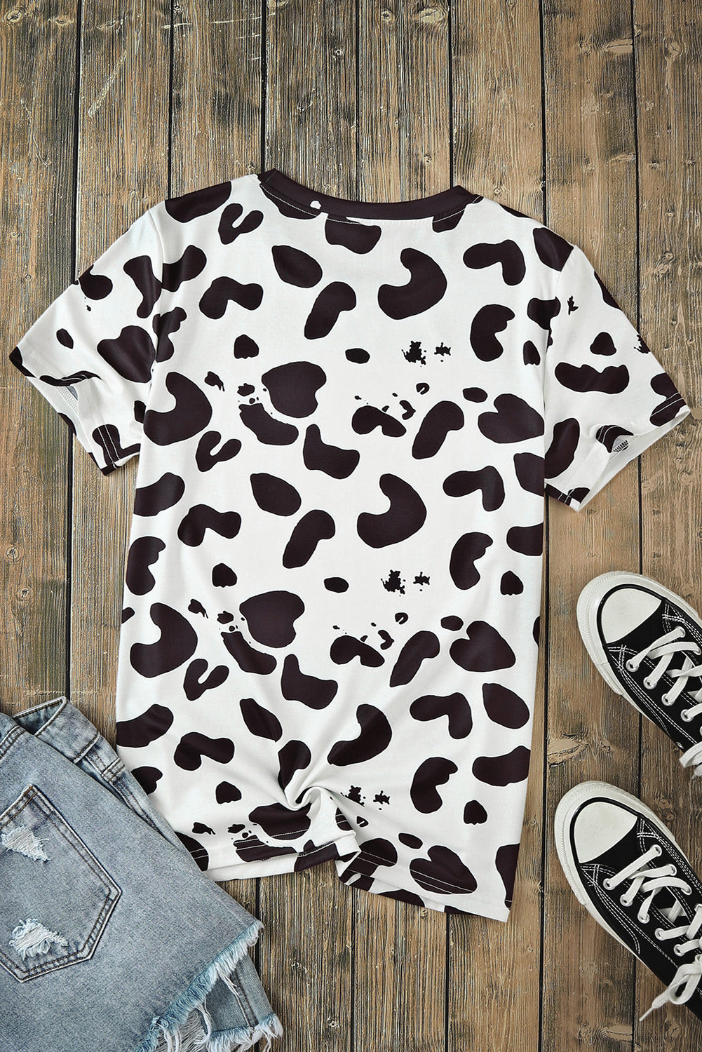 Black Tie Dye Bleached Crew Neck Short Sleeves T-shirt - Premium Tops from Momma Done Gone Crafty- Just $28.99! Shop now at Momma Done Gone Crafty