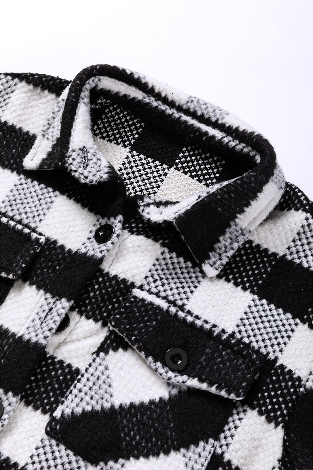 Black Plaid Textured Flap Pocket Shacket - Premium Outerwear from Momma Done Gone Crafty- Just $55.99! Shop now at Momma Done Gone Crafty