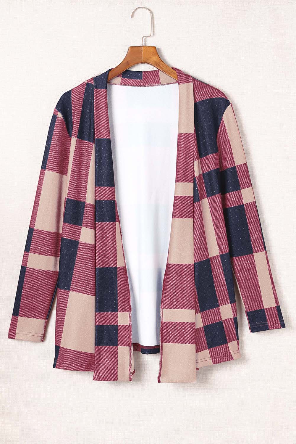 Draped Open Front Plaid Cardigan - Premium Tops from Momma Done Gone Crafty- Just $31.50! Shop now at Momma Done Gone Crafty