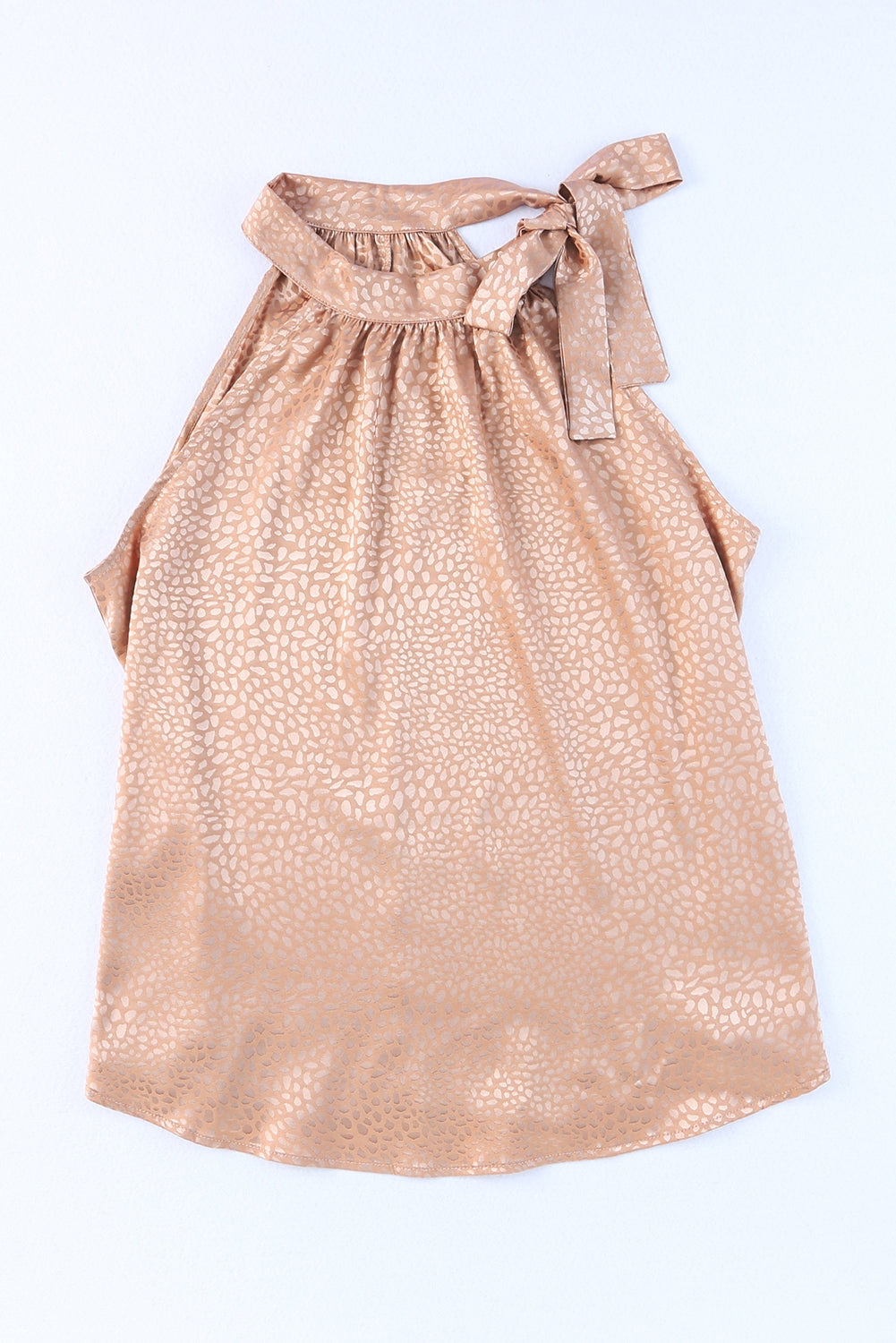 Pink Sleeveless Tie Mock Neck Leopard Tank Top - Premium Tops from Momma Done Gone Crafty- Just $42.90! Shop now at Momma Done Gone Crafty