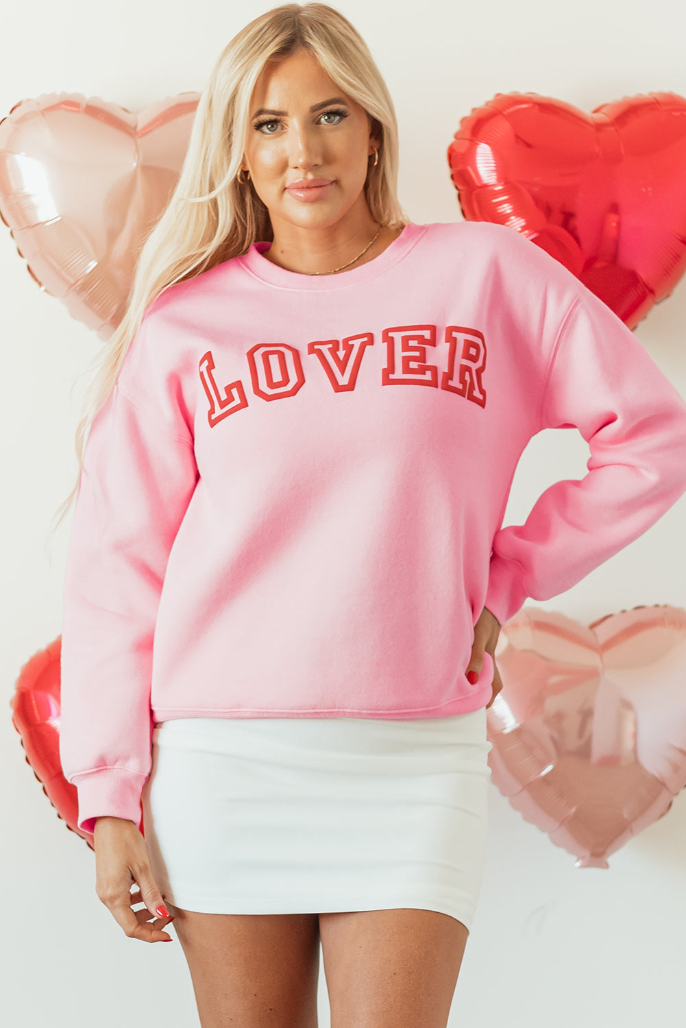 Pink LOVER Puff Print Drop Shoulder Pullover Sweatshirt - Premium Graphic/Graphic Sweatshirts from Ashes 2 Wildflowers Boutique, LLC- Just $23.43! Shop now at Ashes 2 Wildflowers Boutique, LLC