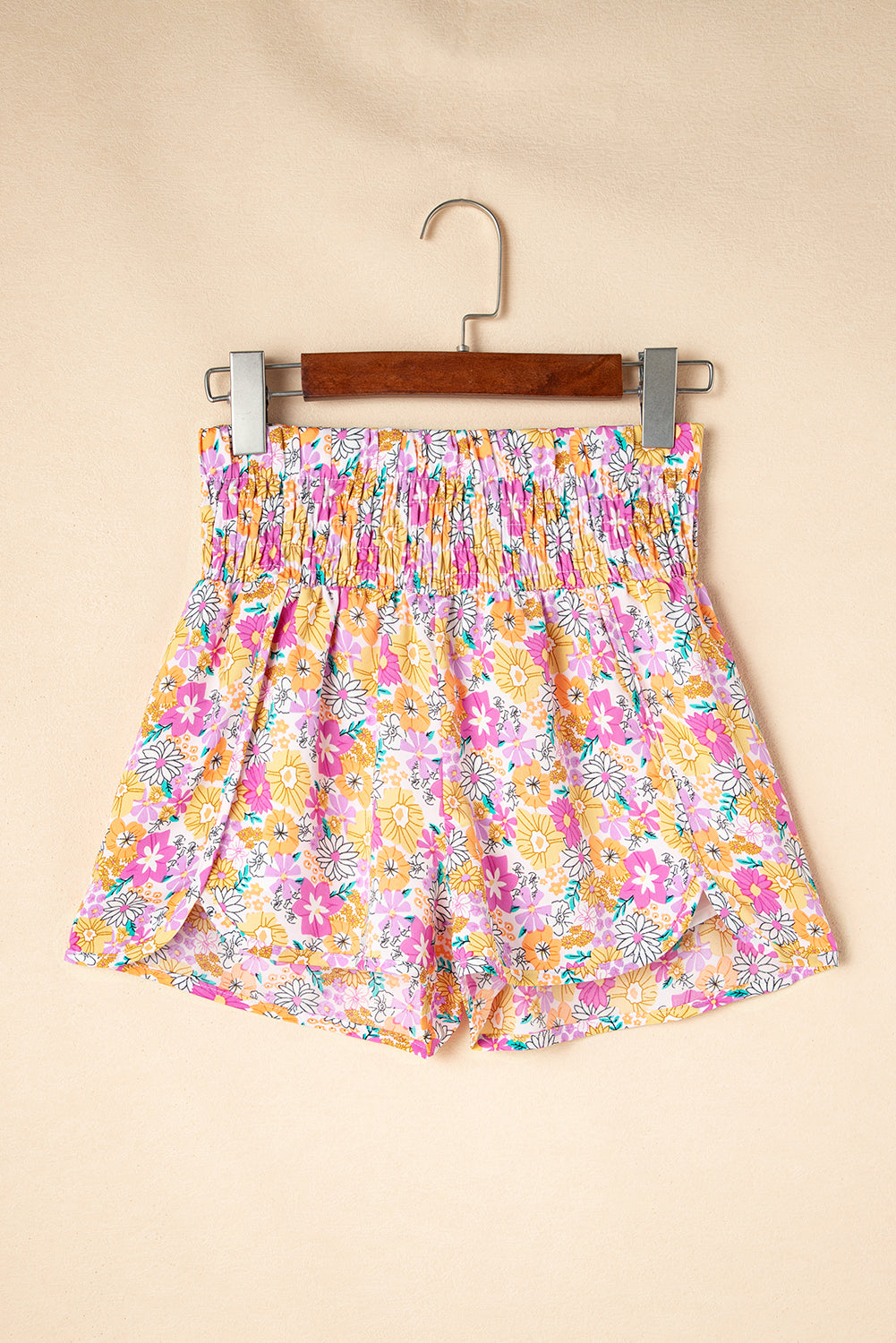 Pink Boho Floral Shirred High Waist Casual Shorts - Premium Bottoms/Casual Shorts from Ashes 2 Wildflowers Boutique, LLC- Just $26.59! Shop now at Ashes 2 Wildflowers Boutique, LLC