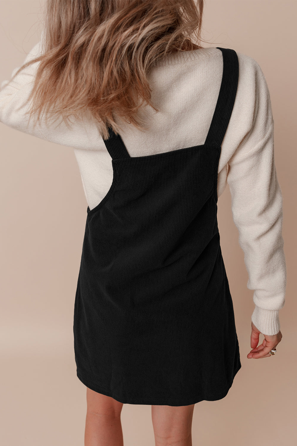 Black Solid Front Pockets Sleeveless Corduroy Overall Dress - Premium Dresses/Mini Dresses from Momma Done Gone Crafty- Just $20.85! Shop now at Momma Done Gone Crafty