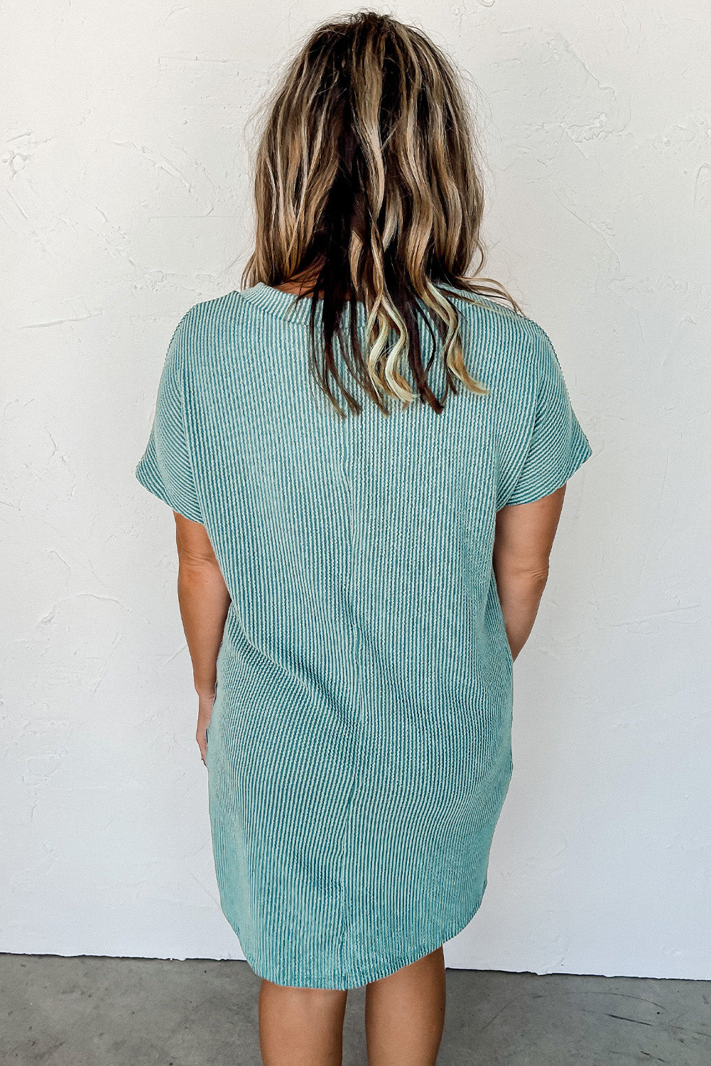 Blue Striped Ribbed Knit T-shirt Shift Dress - Premium Dresses/T Shirt Dresses from Ashes 2 Wildflowers Boutique, LLC- Just $39.99! Shop now at Ashes 2 Wildflowers Boutique, LLC