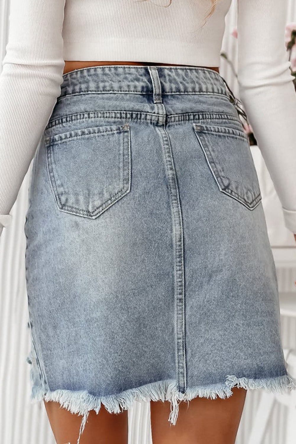 Beau Blue Shimmer Heart Pattern Distressed Denim Mini Skirt - Premium Bottoms/Skirts & Petticoat from Ashes 2 Wildflowers Boutique, LLC- Just $36.90! Shop now at Ashes 2 Wildflowers Boutique, LLC