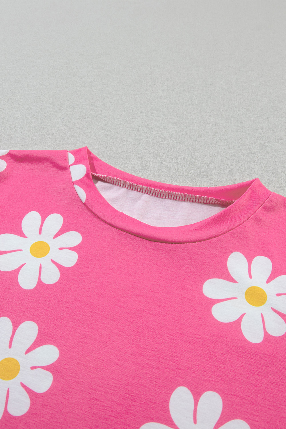 Pink Daisy Printed Crewneck T Shirt - Premium Tops/Tops & Tees from Momma Done Gone Crafty- Just $22! Shop now at Momma Done Gone Crafty