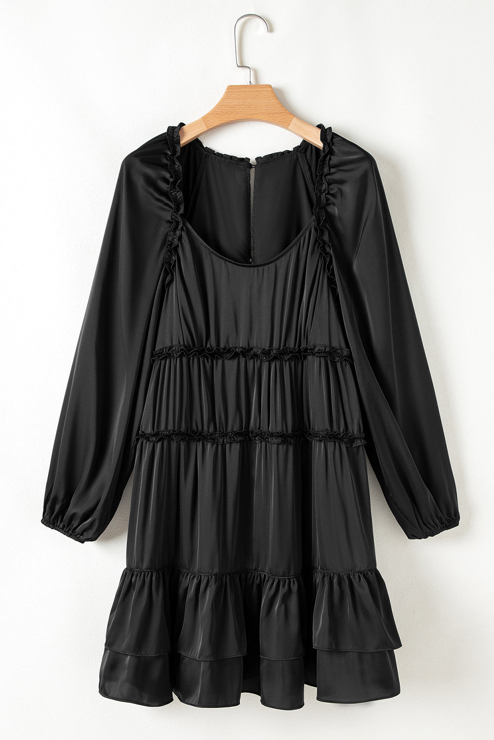 Black Tiered Ruffled Puff Sleeve Loose Fit Mini Dress - Premium Dresses/Mini Dresses from Momma Done Gone Crafty- Just $68! Shop now at Momma Done Gone Crafty