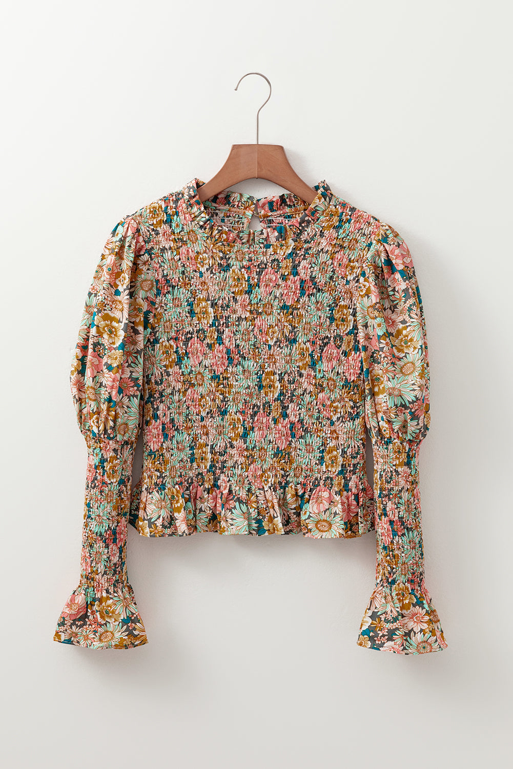 Yellow Floral Print Smocked Bubble Sleeve Ruffled Crop Top - Premium Tops/Blouses & Shirts from Ashes 2 Wildflowers Boutique, LLC- Just $36.43! Shop now at Ashes 2 Wildflowers Boutique, LLC