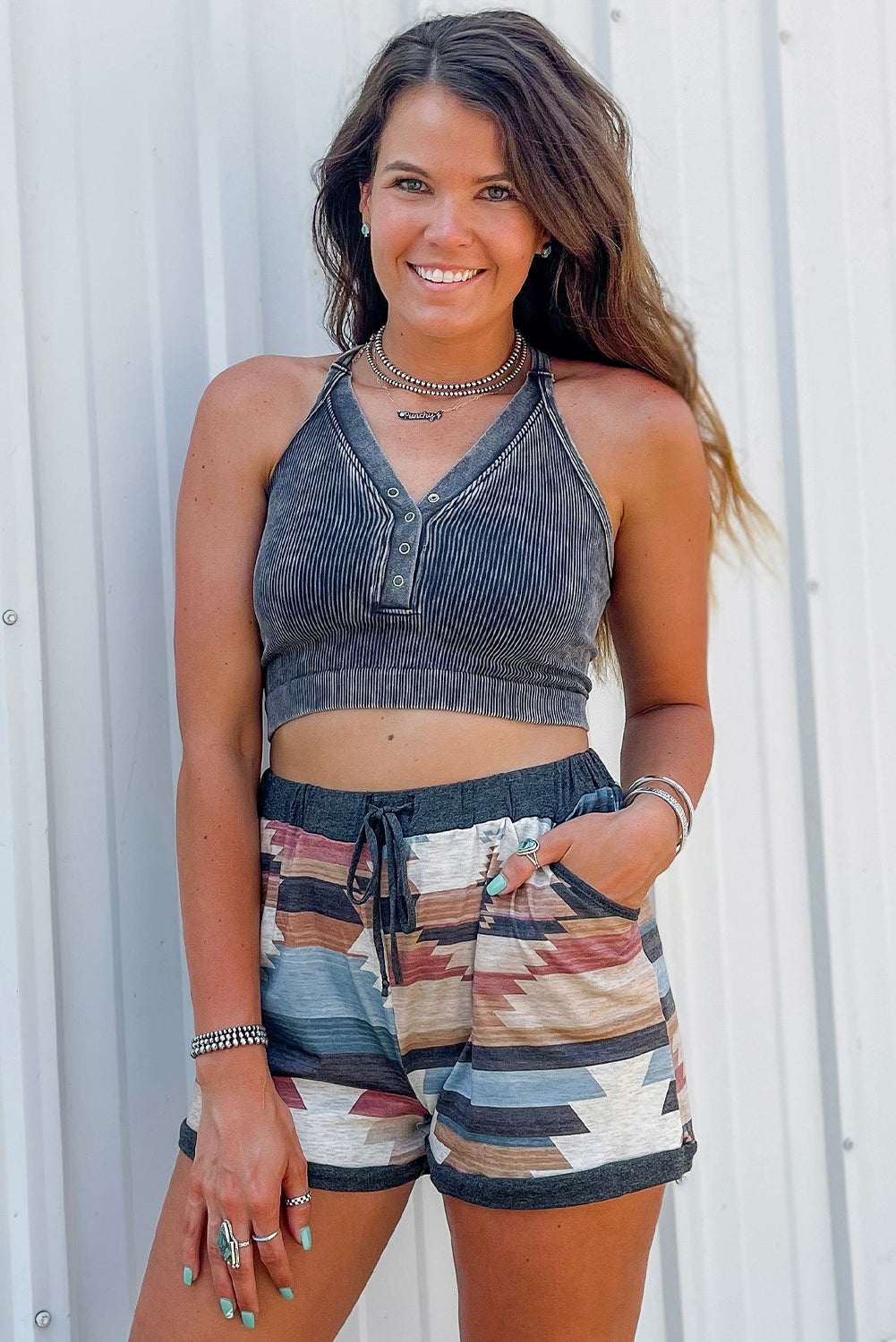 White Aztec Print Drawstring Waist Casual Shorts - Premium Bottoms/Casual Shorts from Ashes 2 Wildflowers Boutique, LLC- Just $12.96! Shop now at Ashes 2 Wildflowers Boutique, LLC