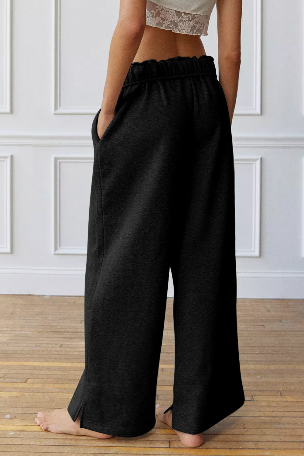 Black Elastic High Waist Drawstring Sweatpants - Premium Activewear/Yoga Pants from Ashes 2 Wildflowers Boutique, LLC- Just $29.55! Shop now at Ashes 2 Wildflowers Boutique, LLC