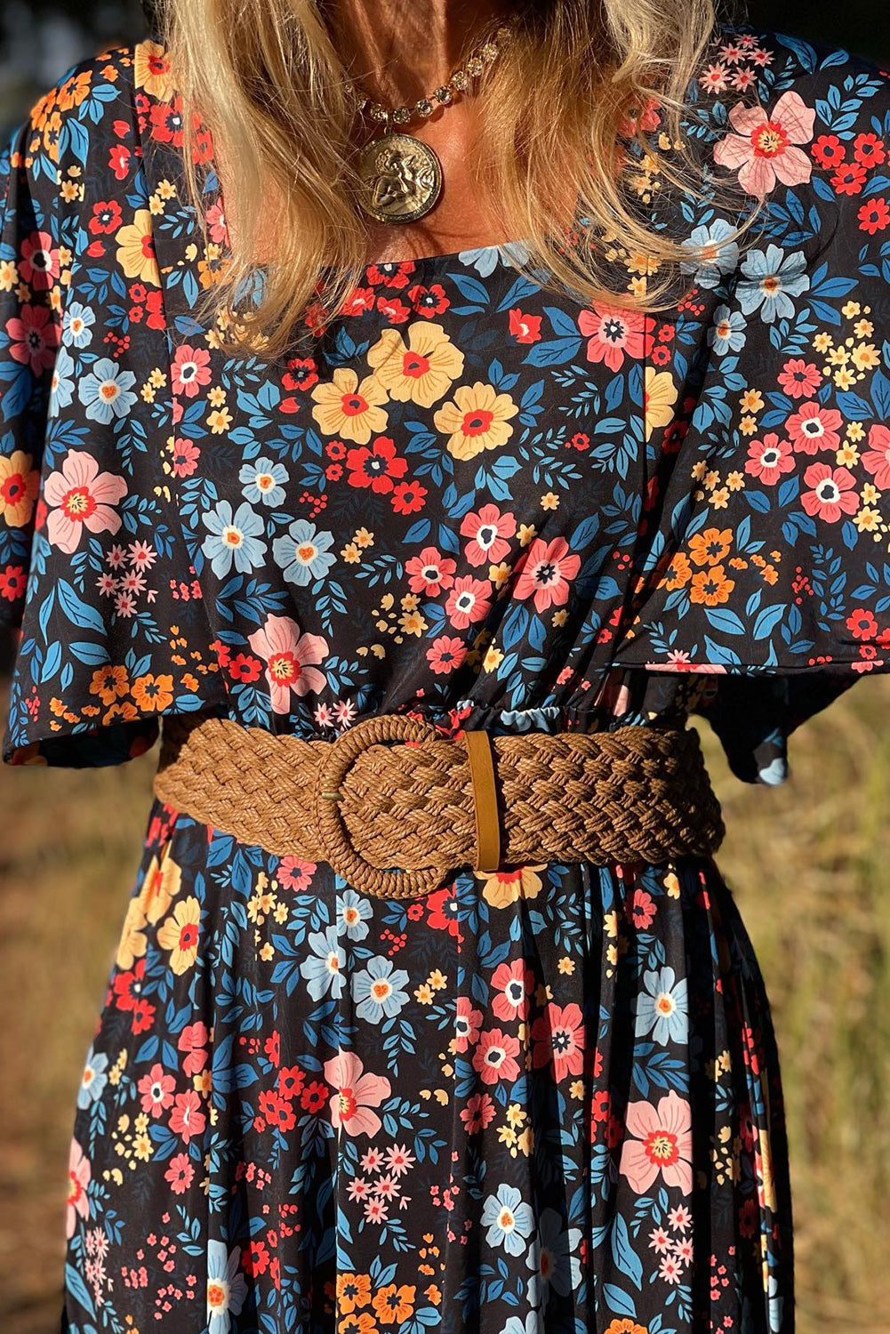 Sky Blue Floral Knotted Back Square Neck Maxi Dress - Premium Dresses/Floral Dresses from Momma Done Gone Crafty- Just $36.09! Shop now at Momma Done Gone Crafty