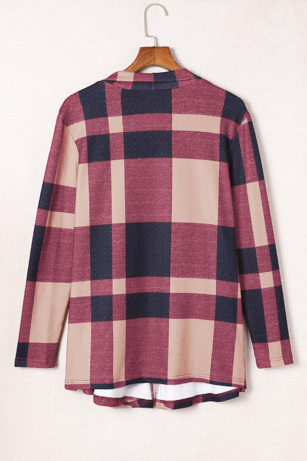 Draped Open Front Plaid Cardigan - Premium Tops from Momma Done Gone Crafty- Just $31.50! Shop now at Momma Done Gone Crafty