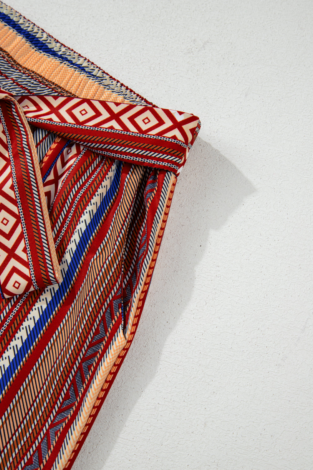 Red Boho Ethnic Striped Print Tie Waist Wide Leg Pants - Premium Bottoms/Pants & Culotte from Momma Done Gone Crafty- Just $22.83! Shop now at Momma Done Gone Crafty