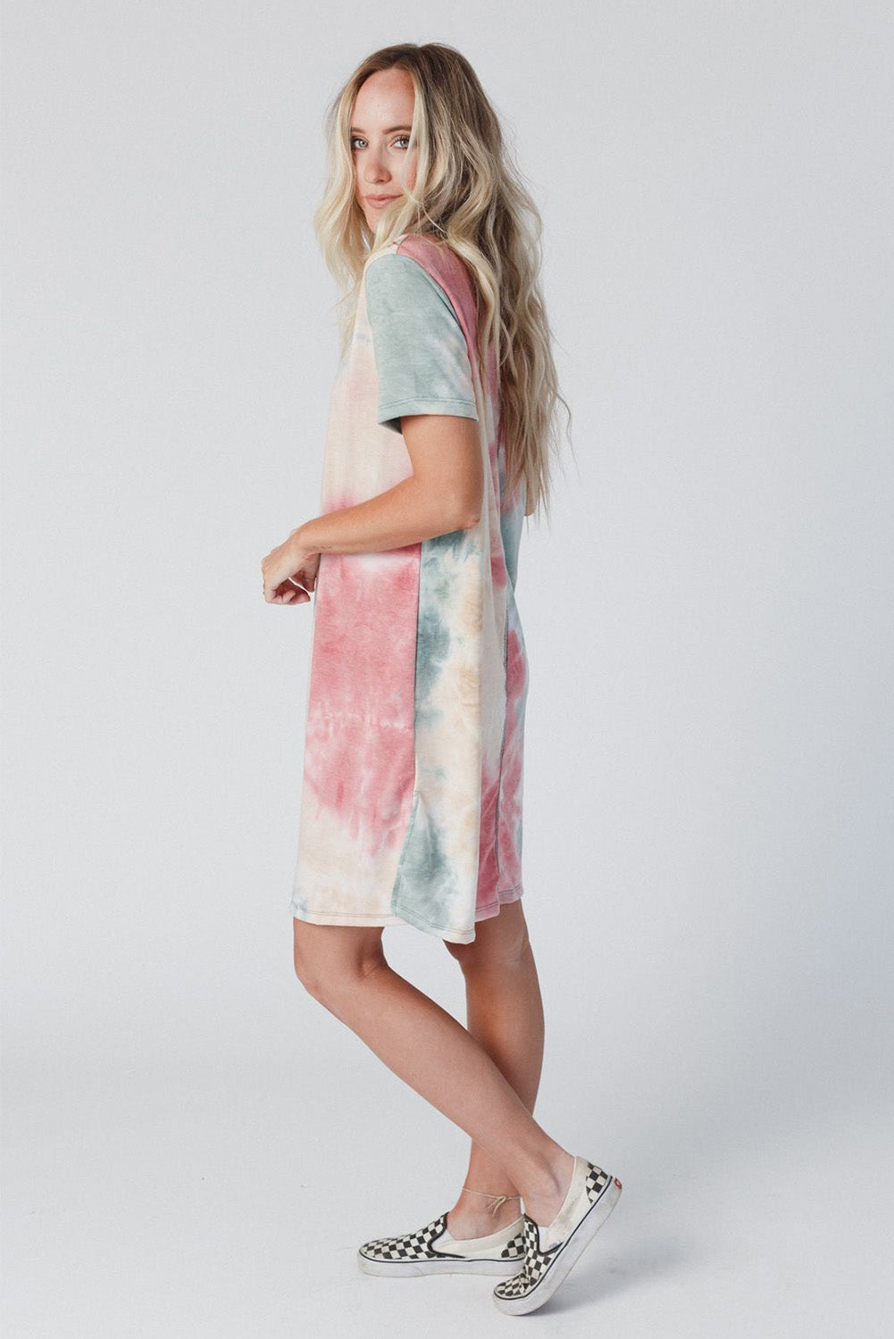 Multicolor Tie Dye Oversized Slit Tee Dress - Premium Dresses from Momma Done Gone Crafty- Just $47.10! Shop now at Momma Done Gone Crafty