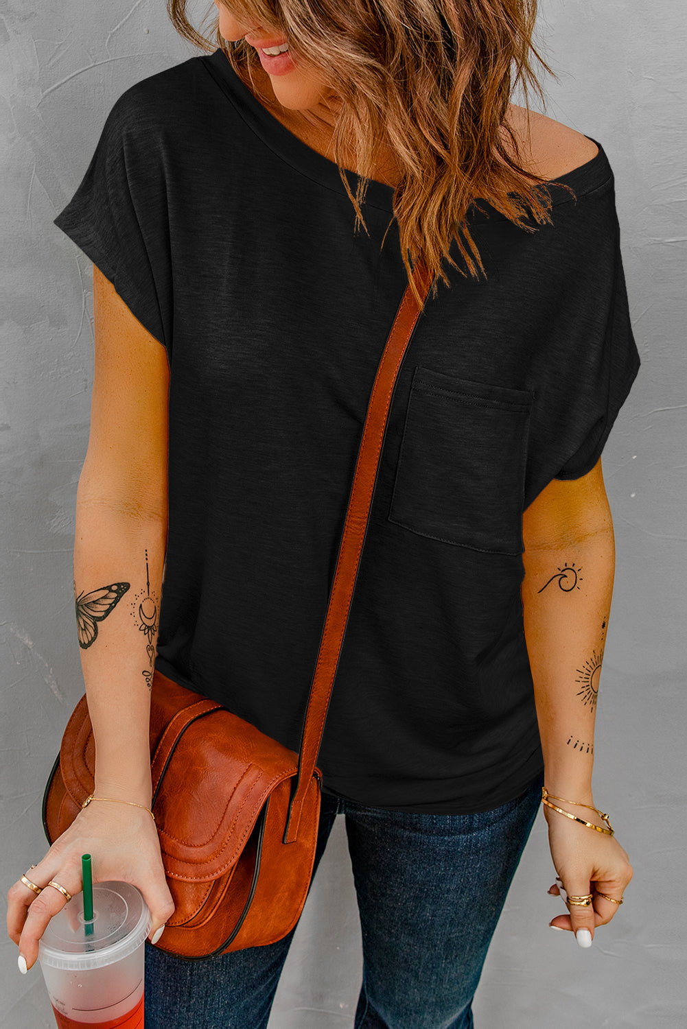 Black Pocketed Tee with Side Slits - Premium Tops from Momma Done Gone Crafty- Just $61.20! Shop now at Momma Done Gone Crafty