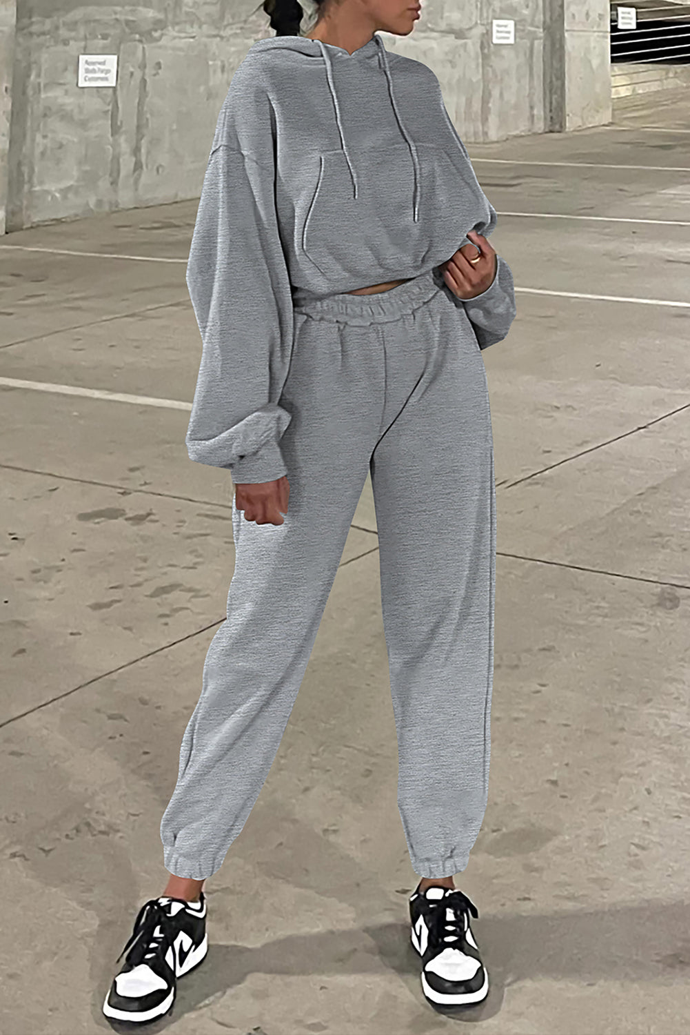 Gray Solid Drop Shoulder Hoodie and Joggers Activewear Set - Premium Activewear/Activewear Sets from Ashes 2 Wildflowers Boutique, LLC- Just $51.75! Shop now at Ashes 2 Wildflowers Boutique, LLC