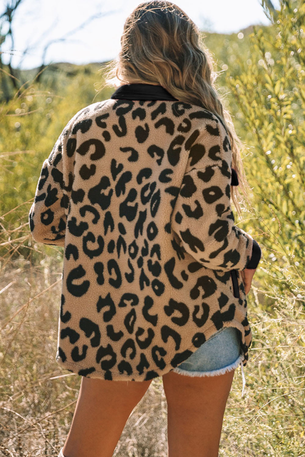 Black Contrast Trimmed Leopard Teddy Shacket - Premium Outerwear from Momma Done Gone Crafty- Just $61.50! Shop now at Momma Done Gone Crafty