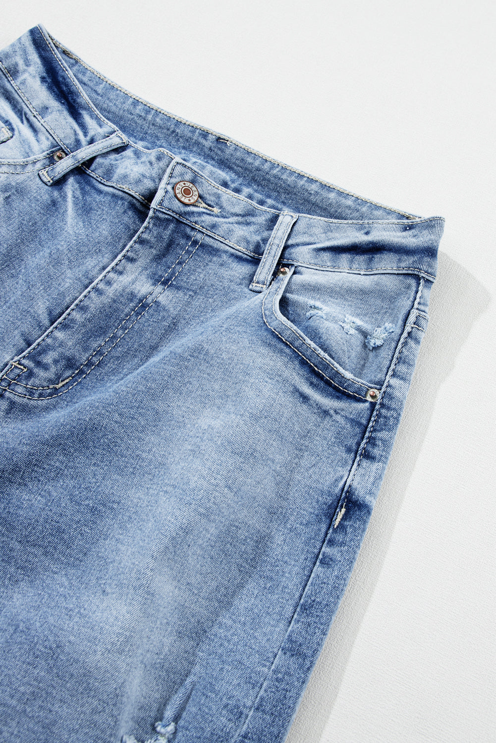 Light Blue High Rise Distressed Straight Leg Jeans - Premium Bottoms/Jeans from Ashes 2 Wildflowers Boutique, LLC- Just $37.14! Shop now at Ashes 2 Wildflowers Boutique, LLC