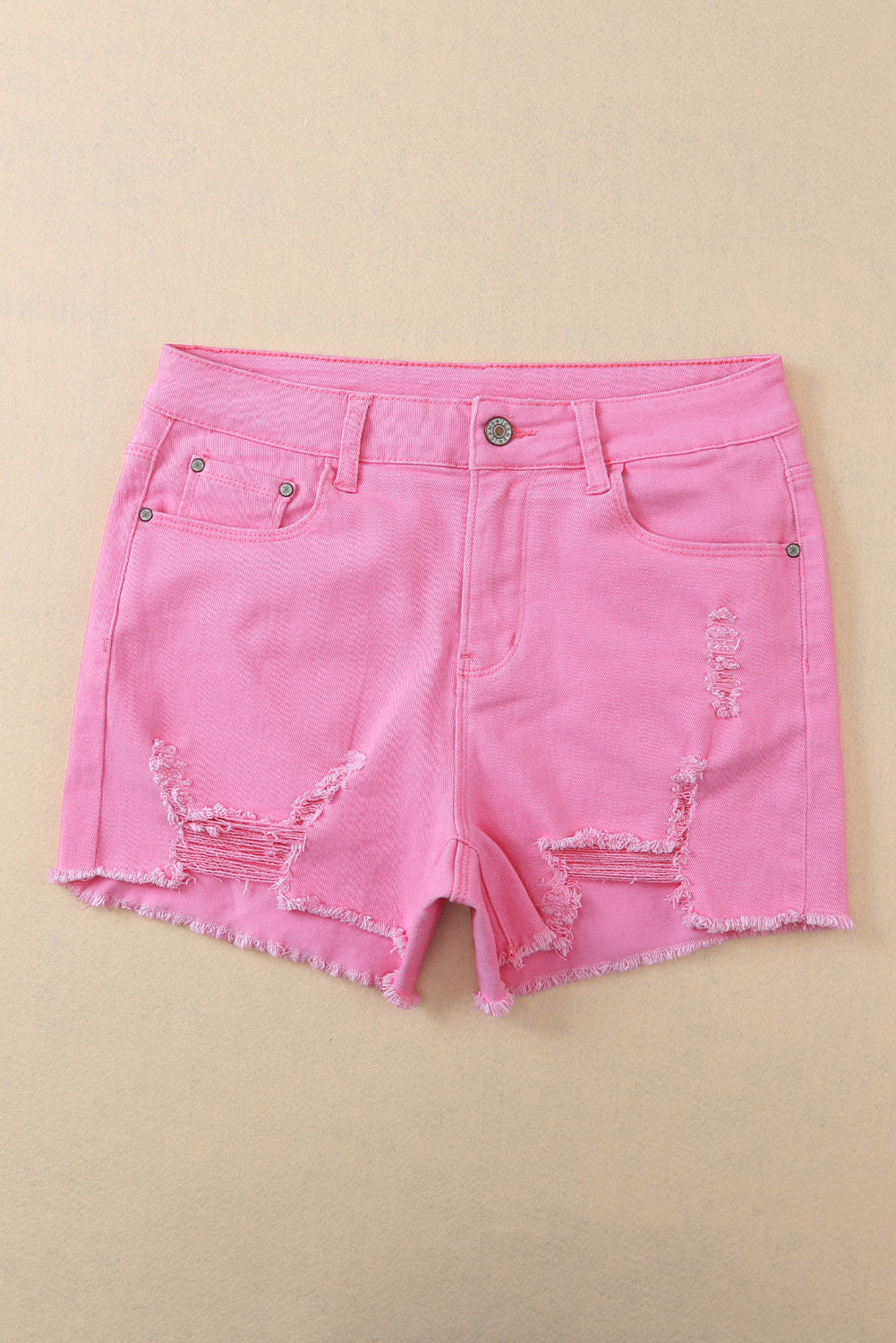 Rose Solid Color Distressed Denim Shorts - Premium Bottoms/Denim Shorts from Ashes 2 Wildflowers Boutique, LLC- Just $24.90! Shop now at Ashes 2 Wildflowers Boutique, LLC
