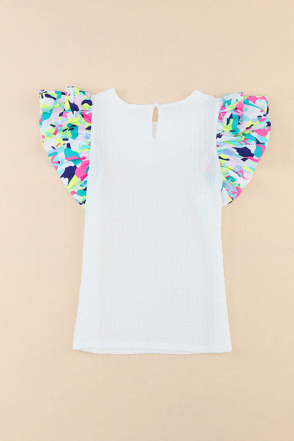White Voluminous Printed Puff Sleeve Textured Top - Premium Tops from Momma Done Gone Crafty- Just $18.00! Shop now at Momma Done Gone Crafty