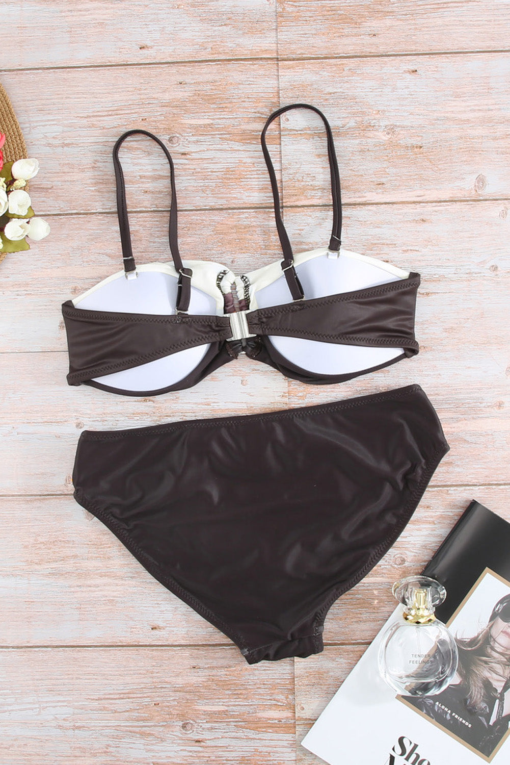 Brown Gradient Color Block Push Up Bikini Swimwear - Premium Swimwear from Momma Done Gone Crafty- Just $20.00! Shop now at Momma Done Gone Crafty
