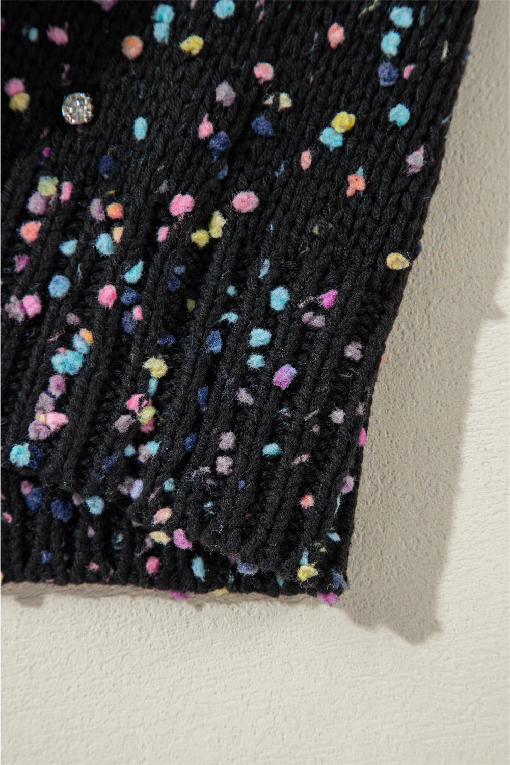 Black Rhinestone Decor Multicolor Confetti Sweater Cardigan - Premium Sweaters & Cardigans/Cardigans from Momma Done Gone Crafty- Just $38.25! Shop now at Momma Done Gone Crafty