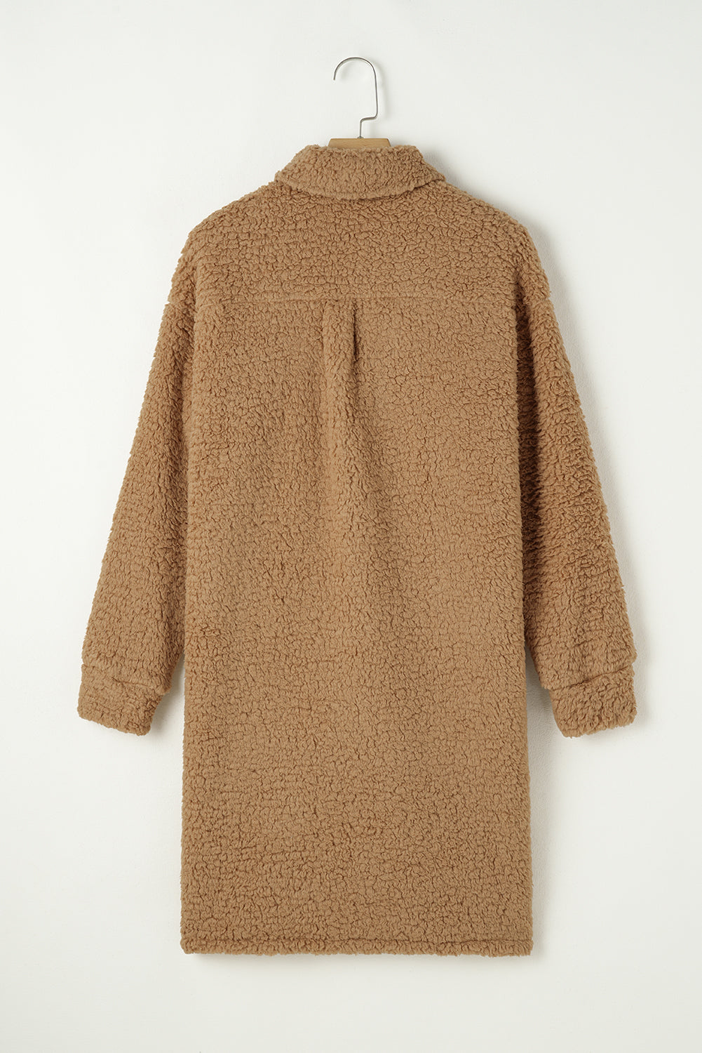Khaki Contrast Flap Pocket Single Breasted Teddy Coat - Premium Outerwear/Coats from Momma Done Gone Crafty- Just $45.99! Shop now at Momma Done Gone Crafty