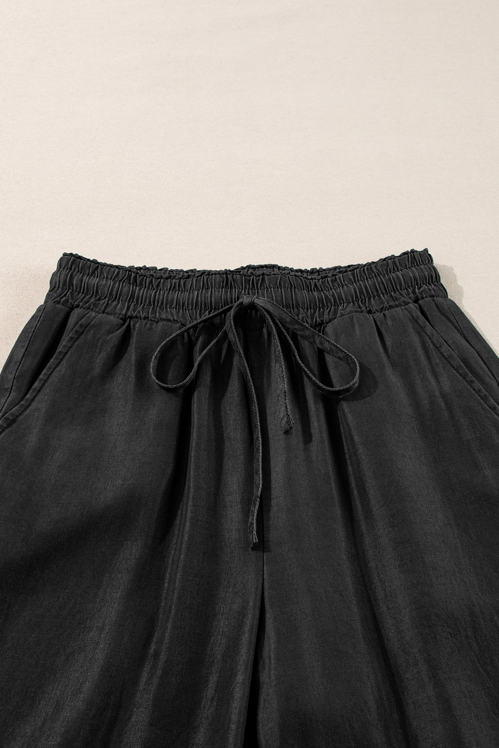 Black Drawstring High Waist Wide Leg Denim Pants - Premium Bottoms/Pants & Culotte from Momma Done Gone Crafty- Just $30! Shop now at Momma Done Gone Crafty