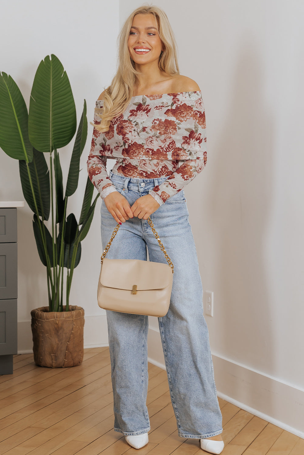 Pink Floral Printed Long Sleeve Sheath Bodysuit - Premium Tops/Bodysuits from Ashes 2 Wildflowers Boutique, LLC- Just $26.75! Shop now at Ashes 2 Wildflowers Boutique, LLC