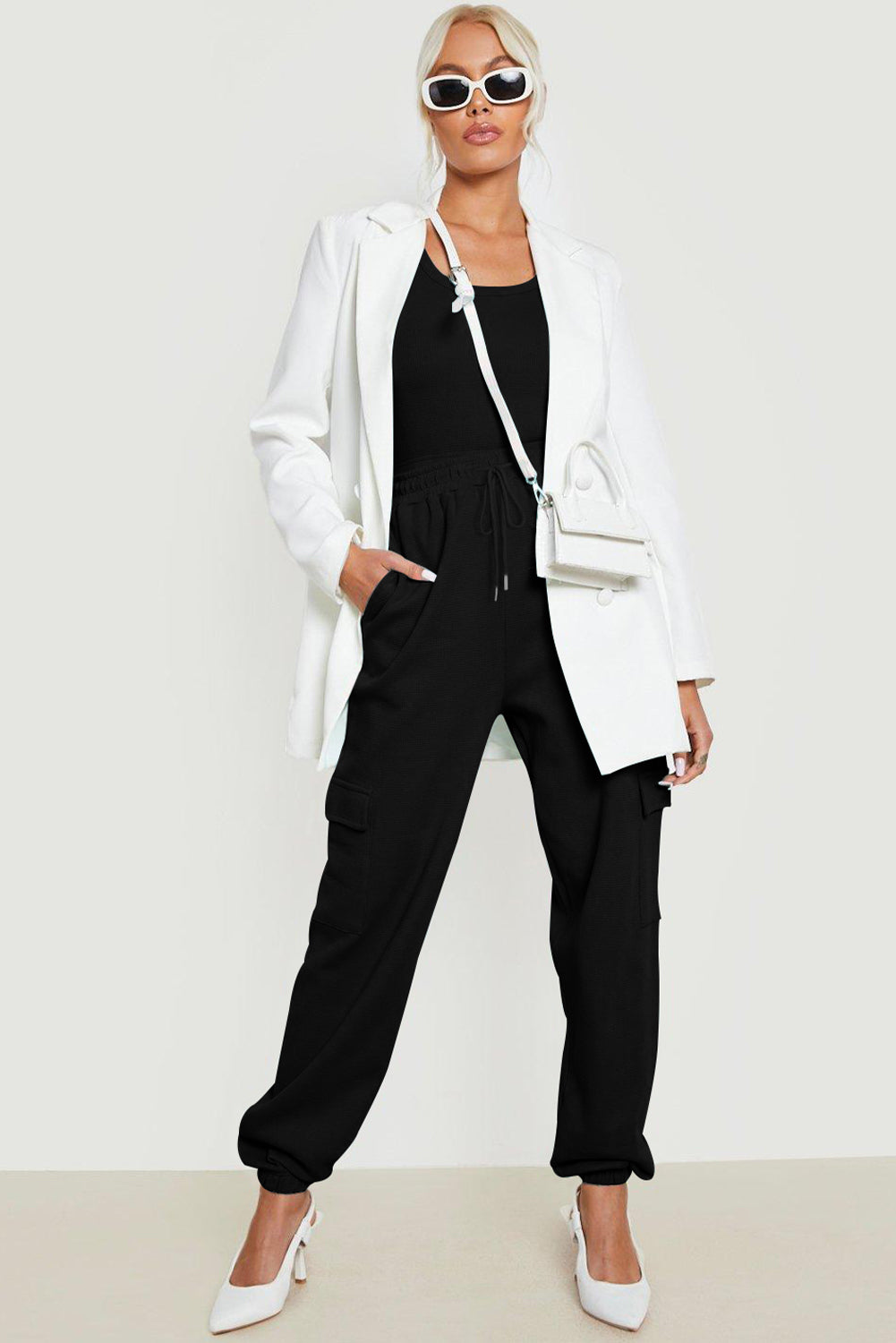 Black Waffle Texture Cargo Pocket Jogger Pants - Premium Bottoms/Pants & Culotte from Momma Done Gone Crafty- Just $25.77! Shop now at Momma Done Gone Crafty