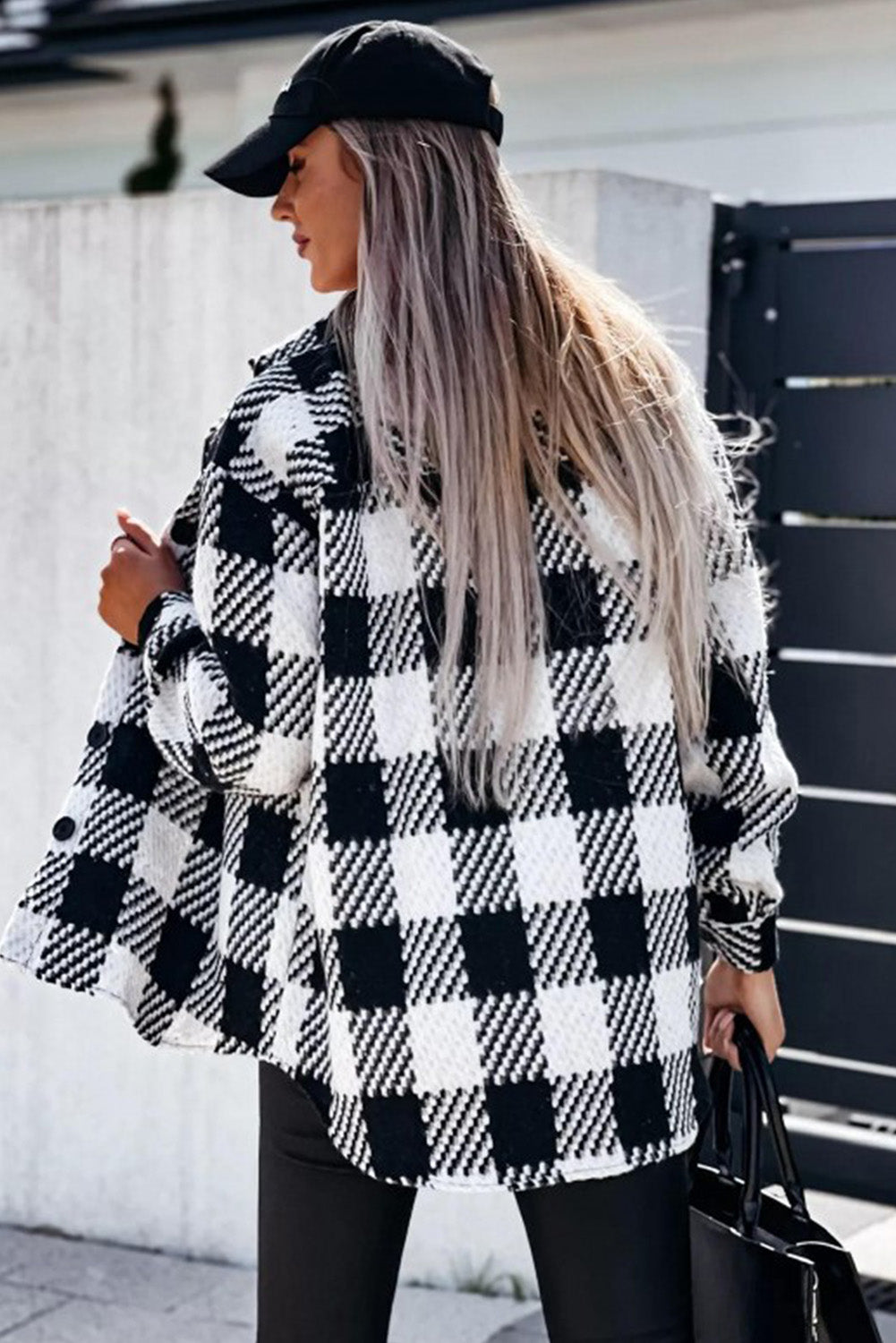 Black Plaid Textured Flap Pocket Shacket - Premium Outerwear from Momma Done Gone Crafty- Just $55.99! Shop now at Momma Done Gone Crafty