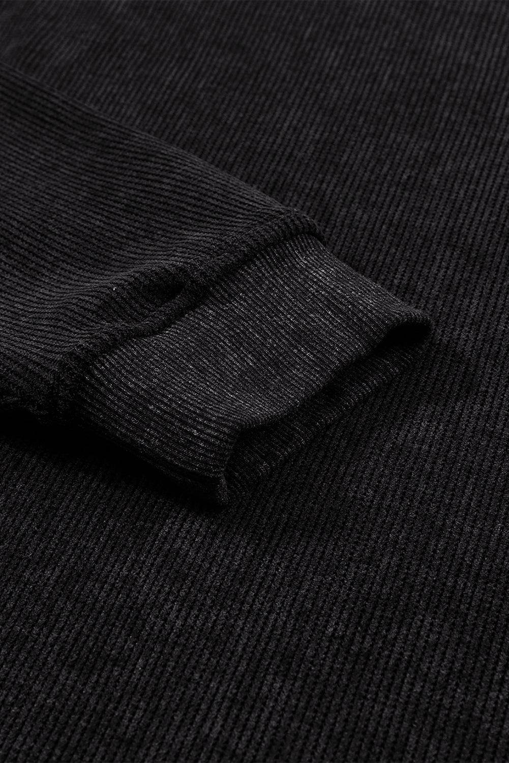 Black Solid Ribbed Knit Round Neck Pullover Sweatshirt - Premium Tops from Momma Done Gone Crafty- Just $41.94! Shop now at Momma Done Gone Crafty