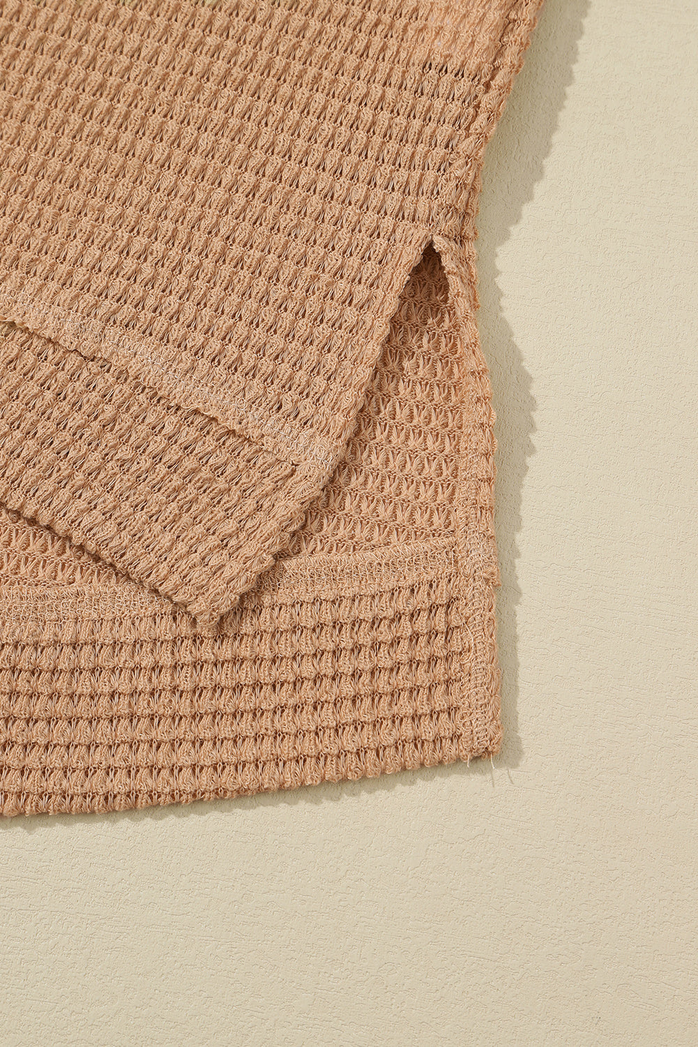 Khaki Waffle Knit High Slits Oversized Top - Premium Tops from Momma Done Gone Crafty- Just $32.97! Shop now at Momma Done Gone Crafty